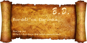 Bordács Darinka névjegykártya